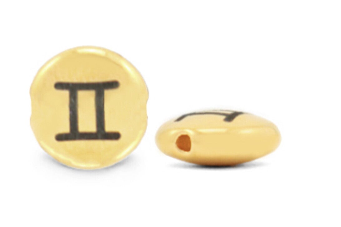 DQ metaal kraal Tweelingen Goud 7mm