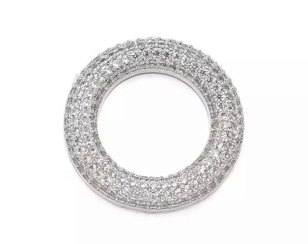Zirkonia tussenstuk cirkel zilver plated