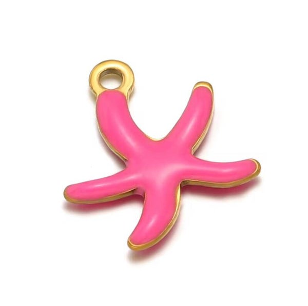 Stainless steel bedel zeester- donker roze goud