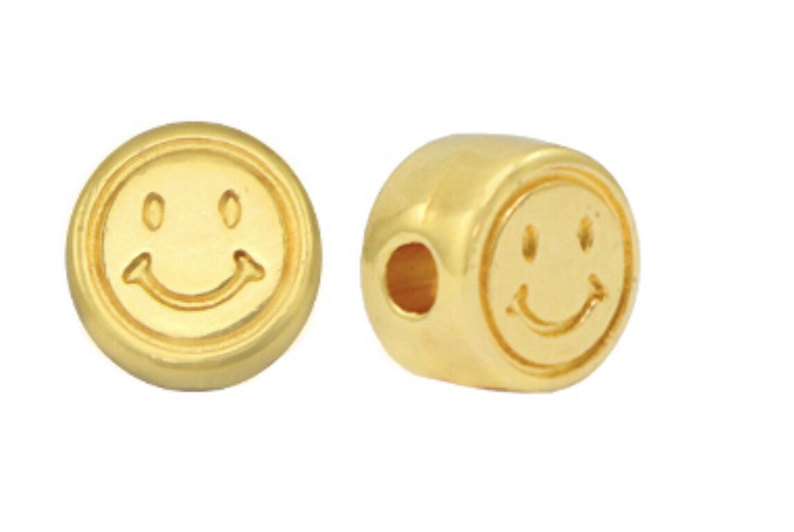 DQ metaal kraal smiley Goud