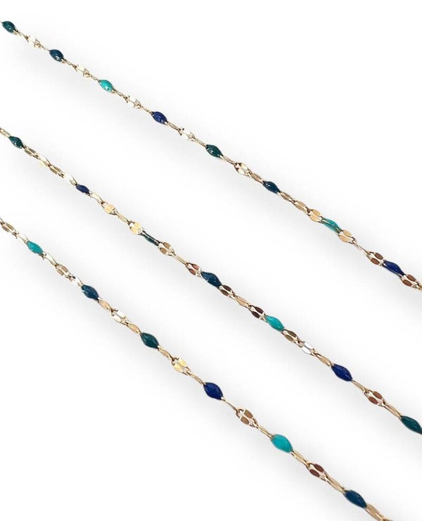 Stainless steel jasseron multicolor blue - Gold 2mm