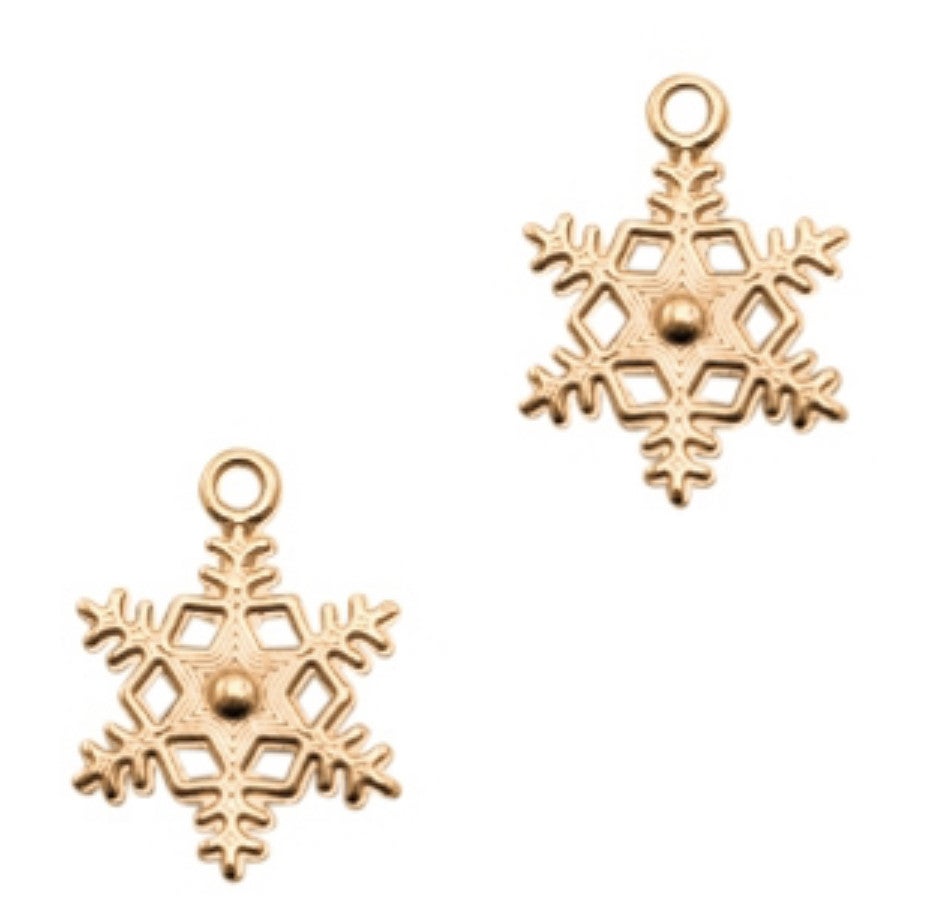 DQ metaal bedel / hanger snowflake rosé goud 18x13