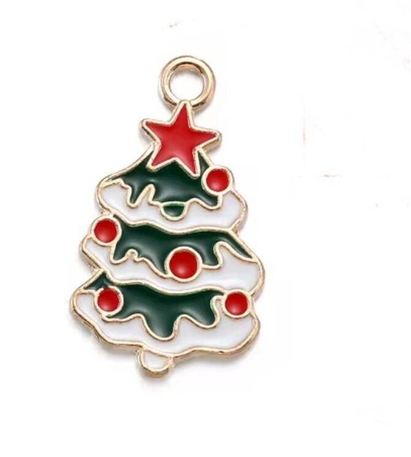 Kerst bedel kerstboom groen/rood