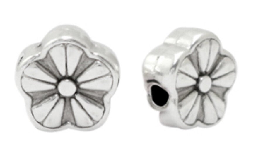 DQ kralen flower antiek zilver