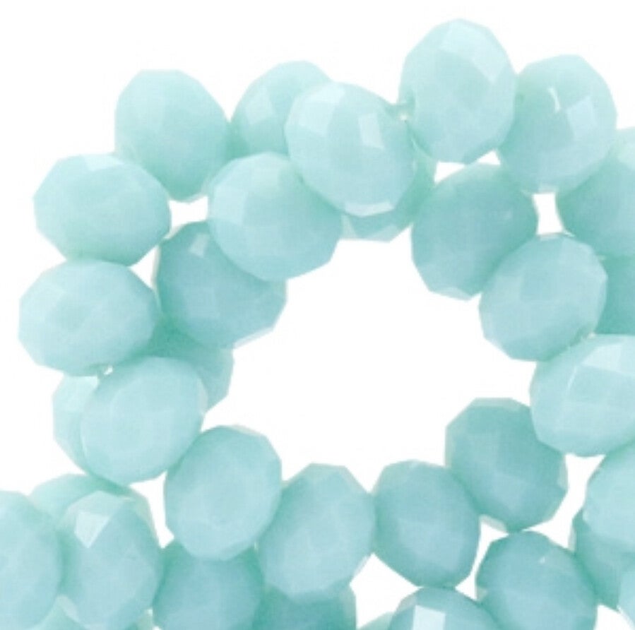 Facet kralen 8x6mm soft mint blue