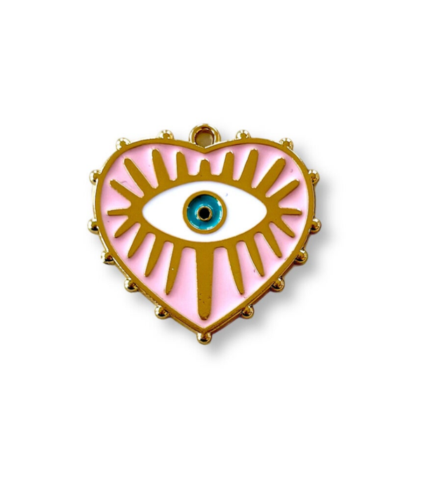 Bedel hart evil eye licht roze