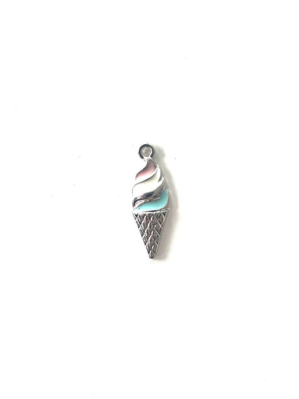 Icecream bedel gekleurd metaal zilver