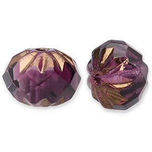 Tsjechische kralen FPB round 10x7mm Amethyst-bronze