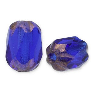 Tsjechische kralen FPB oval 6x4mm Dark sapphire-bronze
