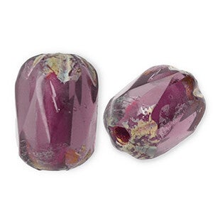 Tsjechische kralen FPB oval 6x4mm Amethyst-dark travertin