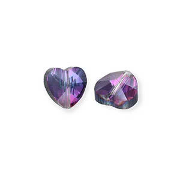 Facet fashion kralen heart Anthracite-AB coating 8mm