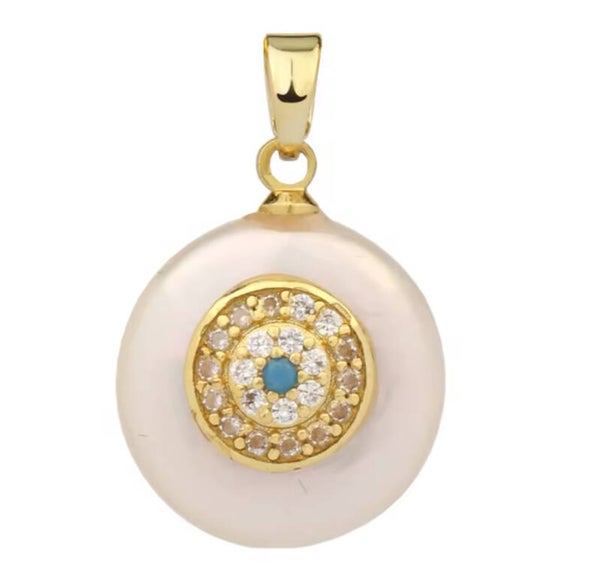 Zirkonia bedel parel parelmoer/ Goud