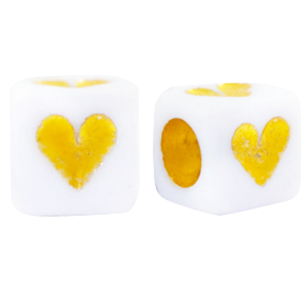 Letterkralen Acryl heart White-gold