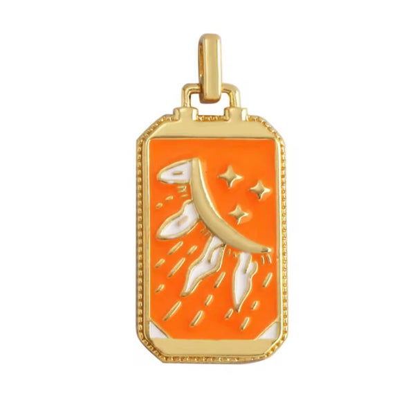 Bedel emaille tarot kaart zon Goud - Oranje