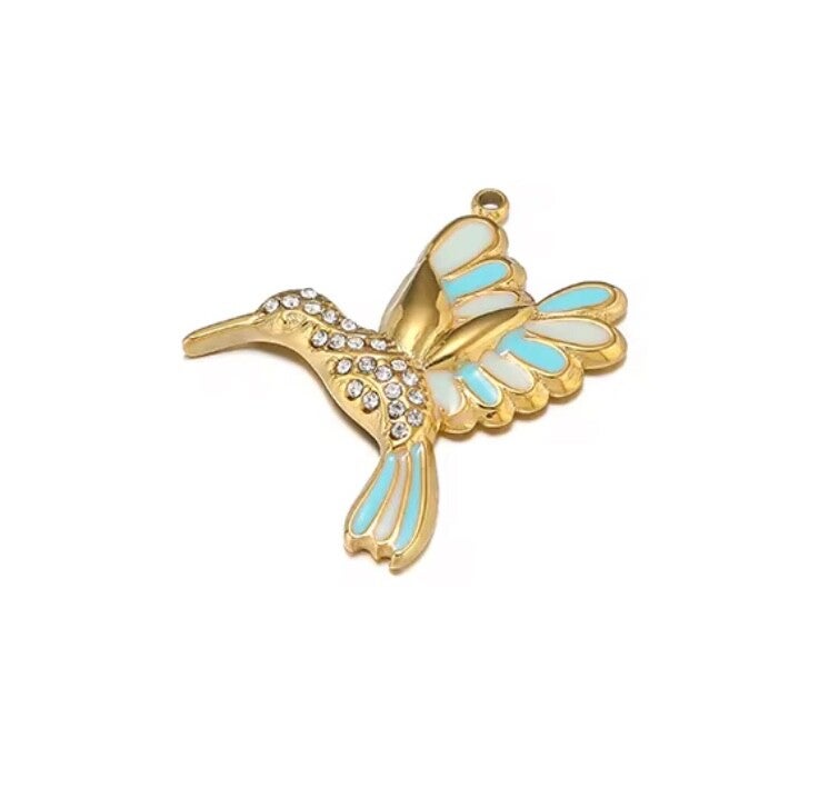 Bedel vogel stainless steel & zirkonia Lichtblauw