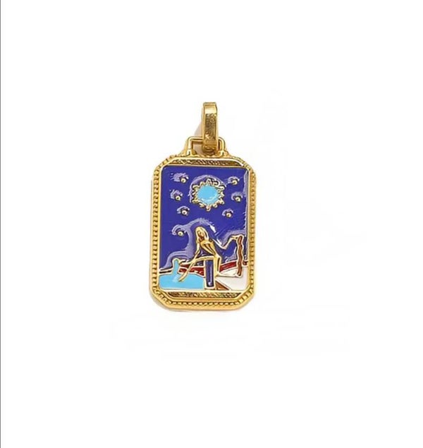 Stainless steel bedel tag - tarot kaart
