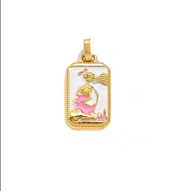 Stainless steel bedel tag - tarot kaart