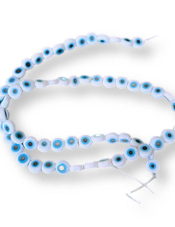 Glas kralen evil eye white