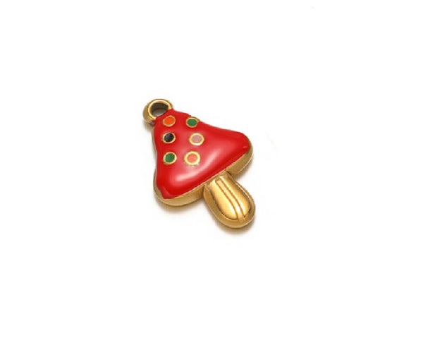 Bedel paddestoel stainless steel Goud - Rood