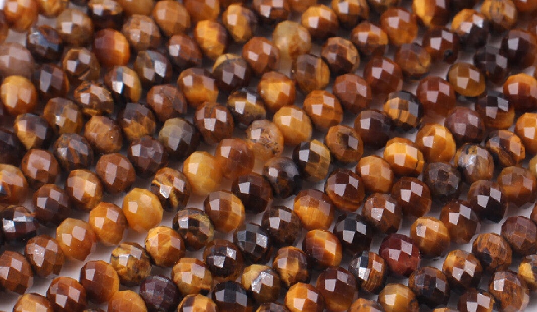 Natuursteen kralen 3x4mm facet geslepen tijgeroog