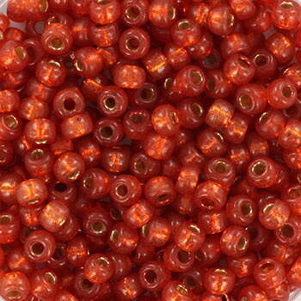 Miyuki seed beads 8/0 duracoat silverlined dyed persimmon 8-4244