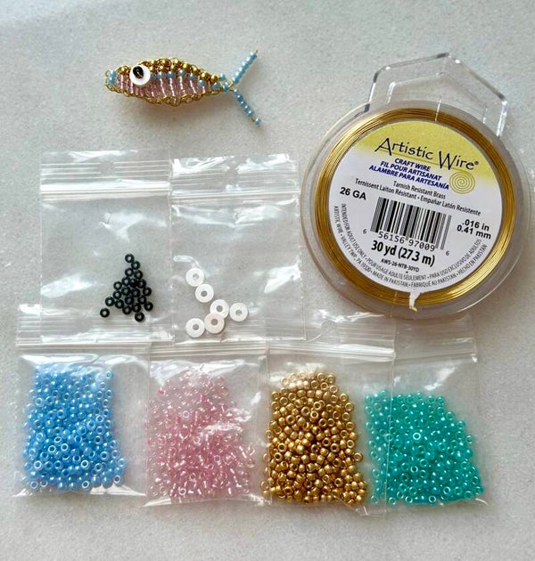 DIY pakket Miyuki fish pastel goud