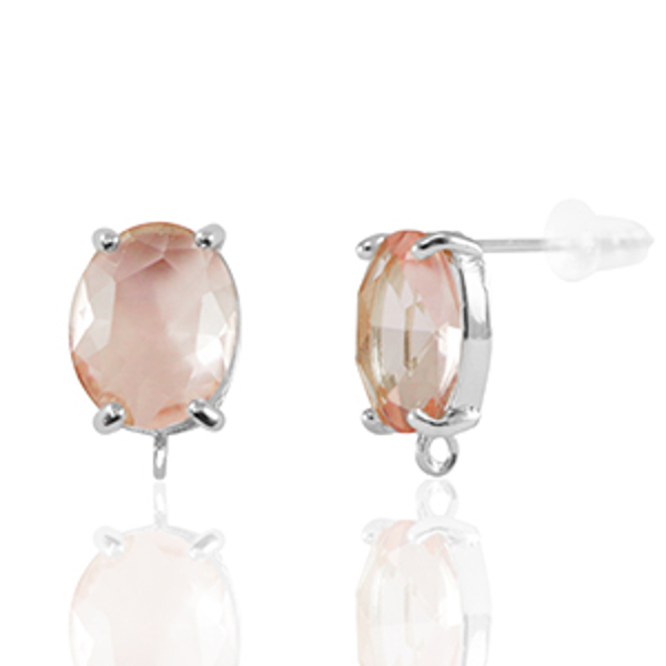 OORSTEKERS VAN CRYSTAL GLASS MET OOGJE PEACH-ZILVER