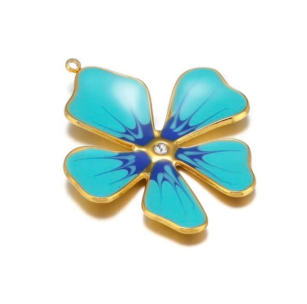 Stainless steel bedel - Bloem blauw