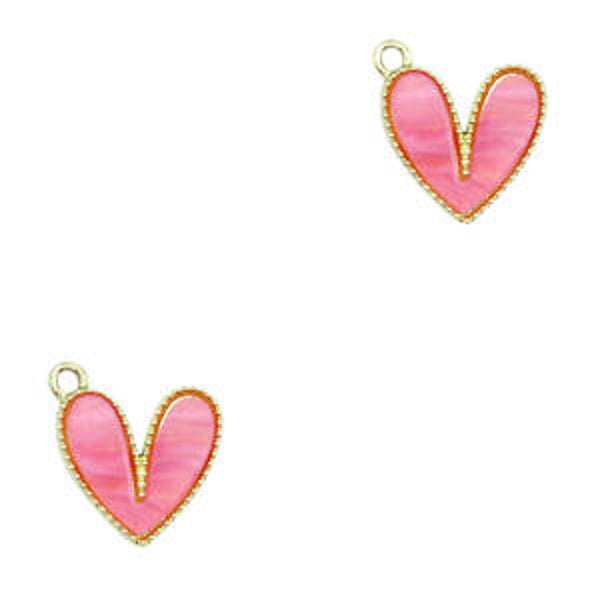 Hart bedel Roze - goud. Resin