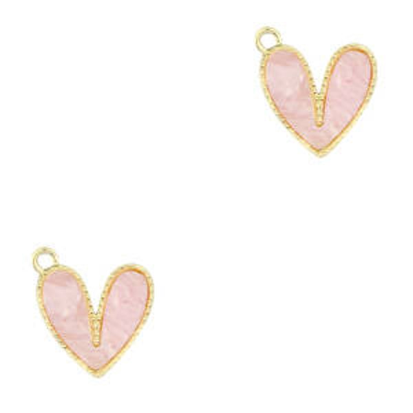 Bedel hart lichtroze - Goud Resin
