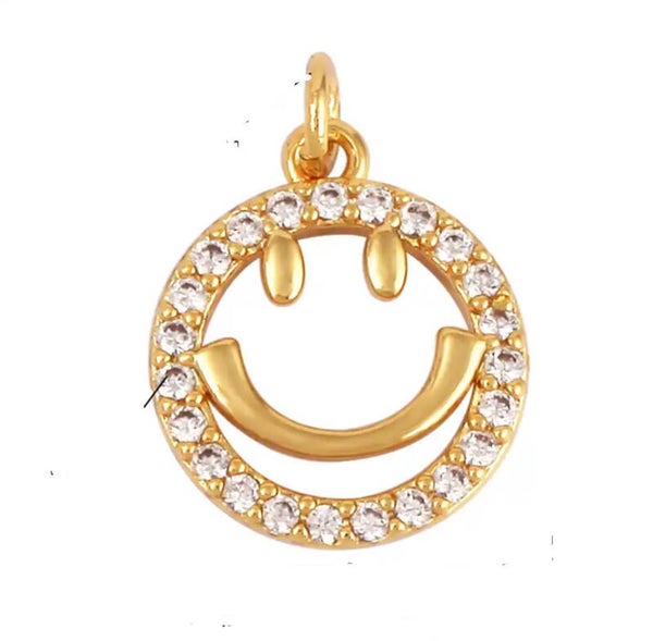 Zirkonia bedel smiley smile Gold plated