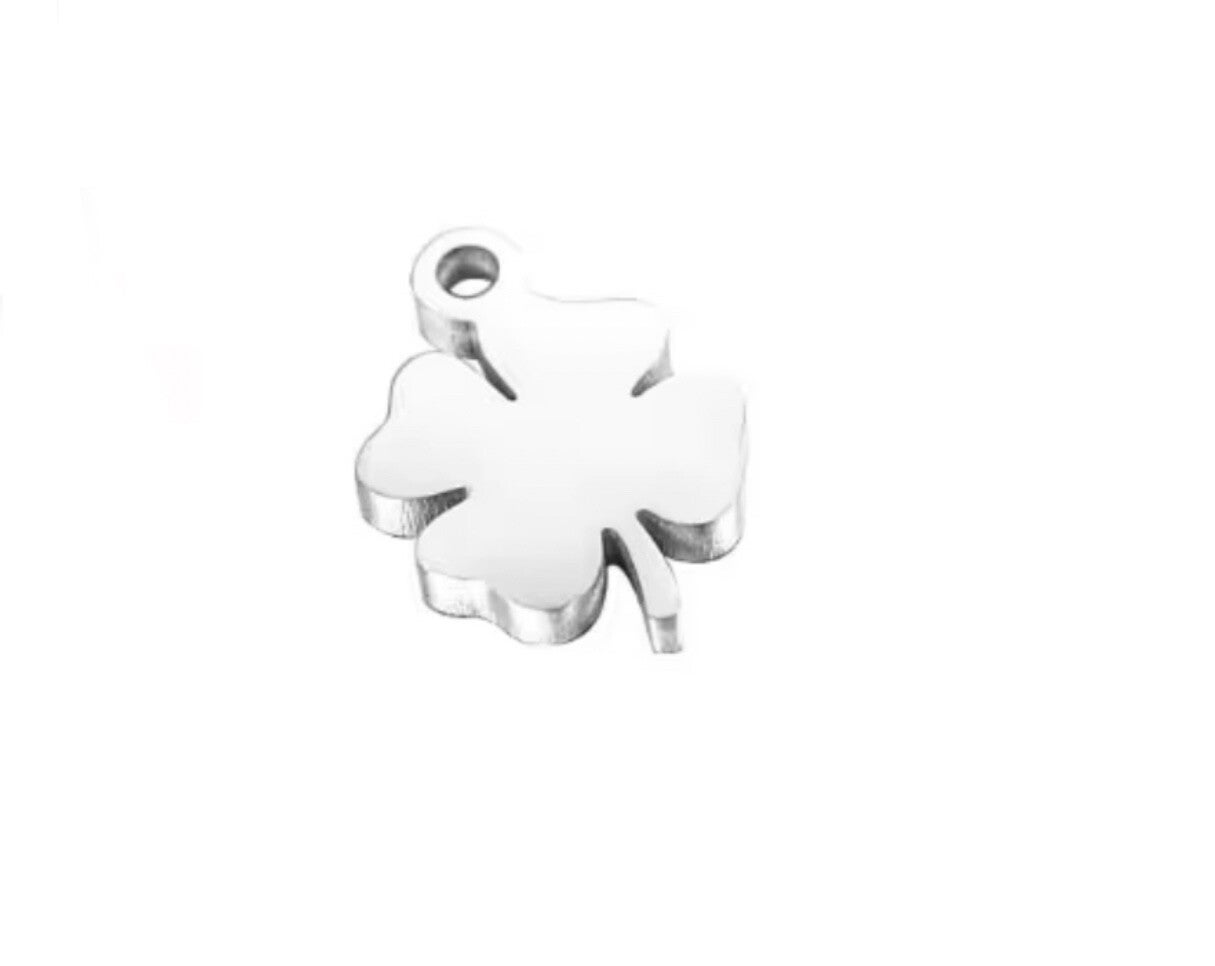 Stainless steel bedel klaver zilver