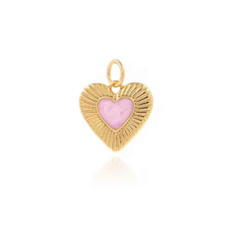 Stainless steel bedel hart Goud - Roze