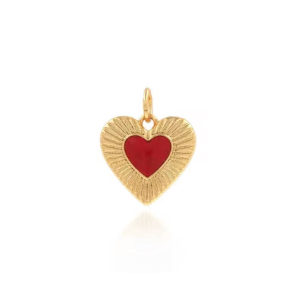 Stainless steel bedel hart Goud - Rood