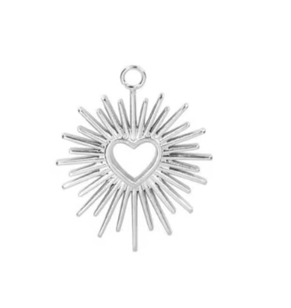 Stainless steel bedel shiny star zilver