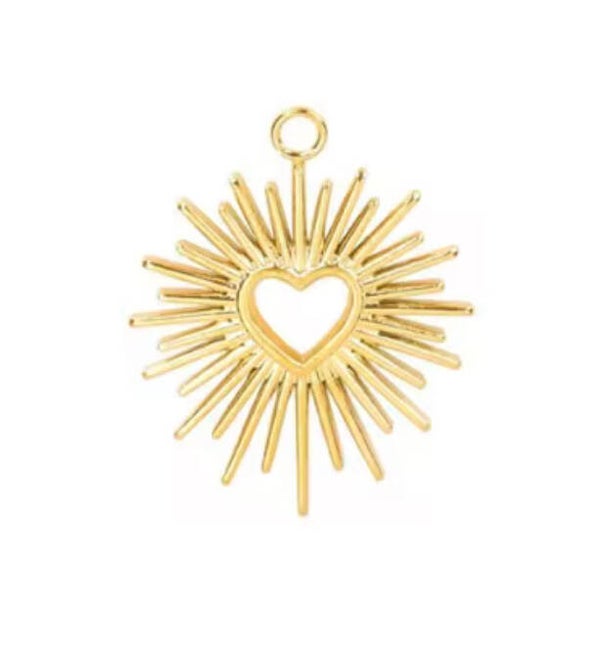 Stainless steel bedel shiny heart goud