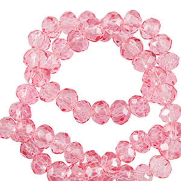 Facet kralen 4x3mm top quality peonia pink