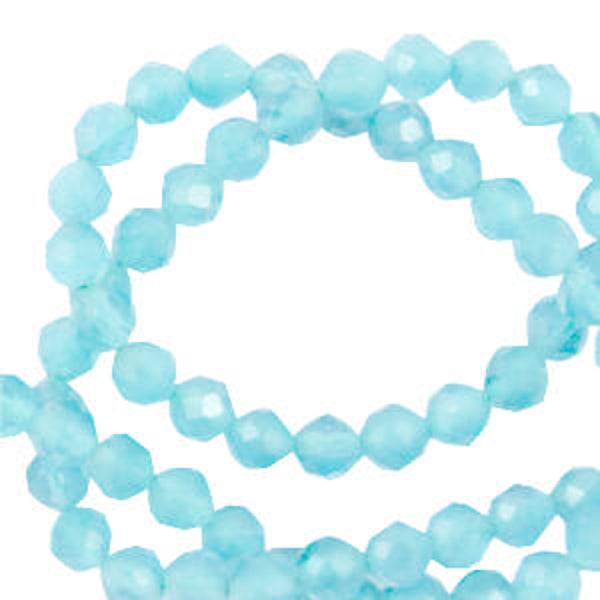 Kralen natuursteen cat's eye facet geslepen sky blue