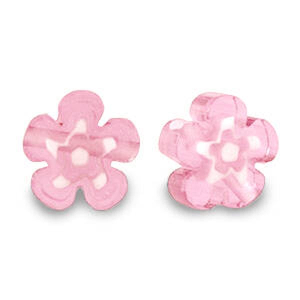 Millefiori glaskralen flower pink