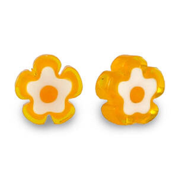 Millefiori glaskralen flower orange