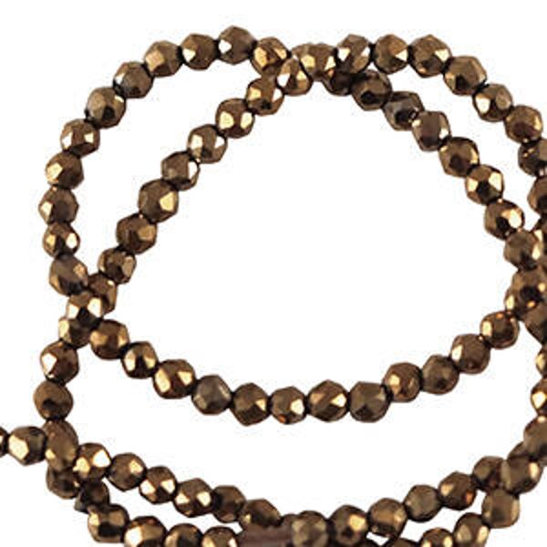 Facet kralen 2mm top quality copper brown-pearl shine coating