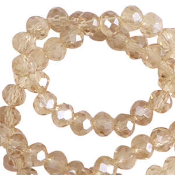 Facet kralen 4x3mm top quality Latte beige-pearl shine coating