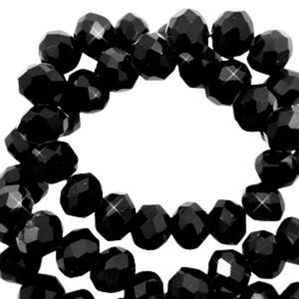 Facet kralen 4x3mm top quality Jet black-pearl shine coating
