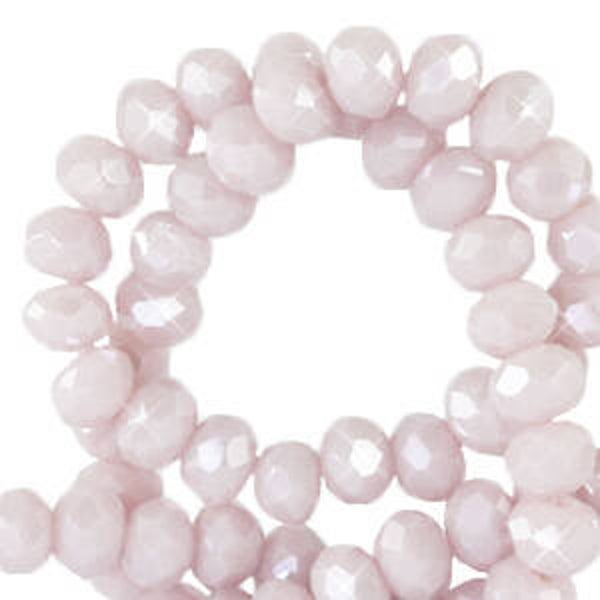 Facet kralen 4x3mm top quality Soft purple ash-pearl shine coating