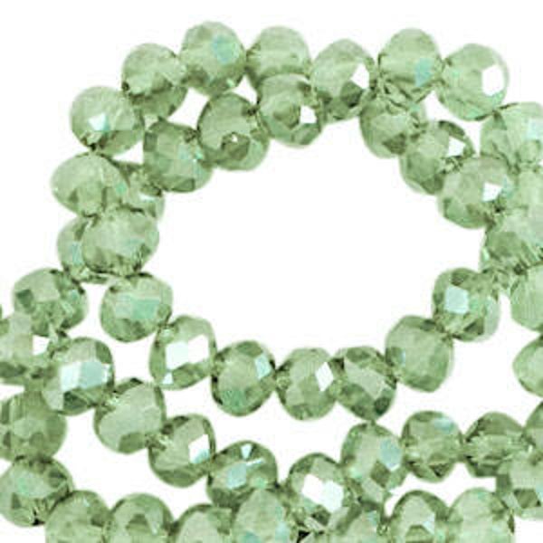 Facet kralen 4x3mm top quality Citrus green-pearl shine coating
