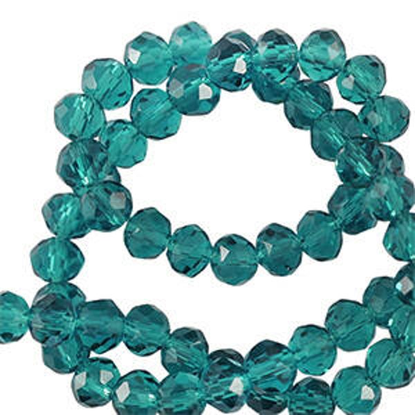 Facet kralen top quality disc 4x3mm Pacific blue