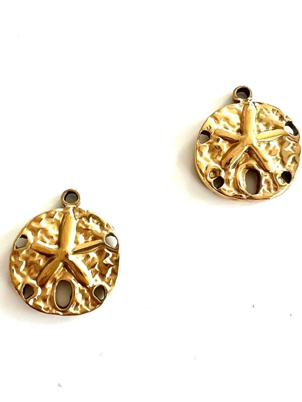 Stainless steel bedel seastar coin Goud