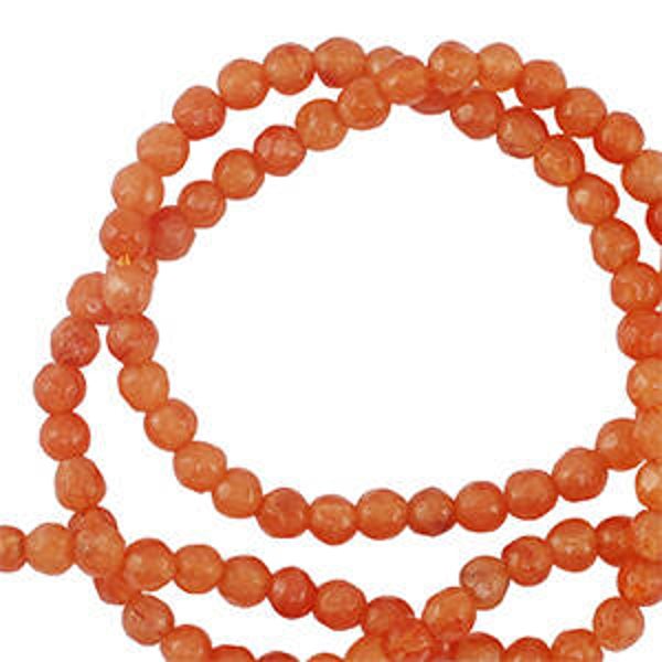 Natuursteen kralen 3mm facet geslepen Orange