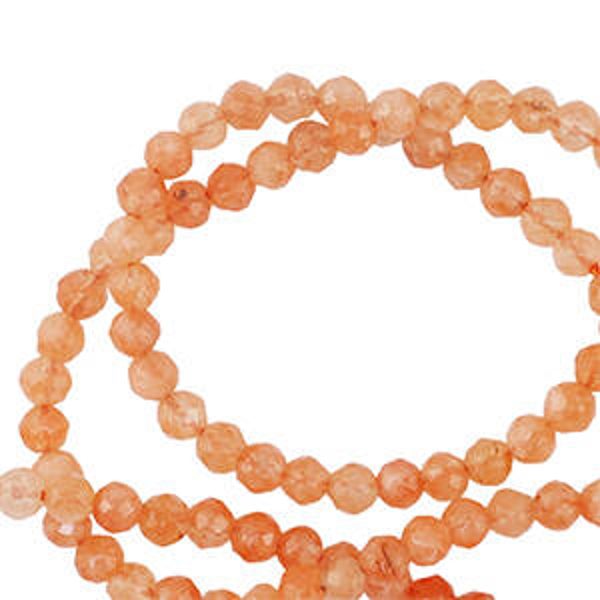 Natuursteen kralen 3mm facet geslepen Light orange