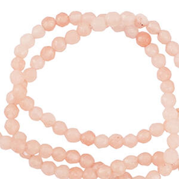 Natuursteen kralen 3mm facet geslepen Light cream peach